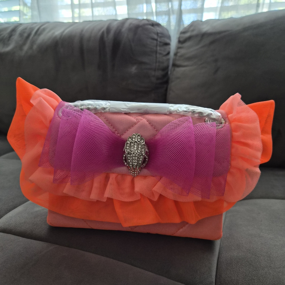 Kurt Geiger Vibrant Pink and Orange Ruffled Bag